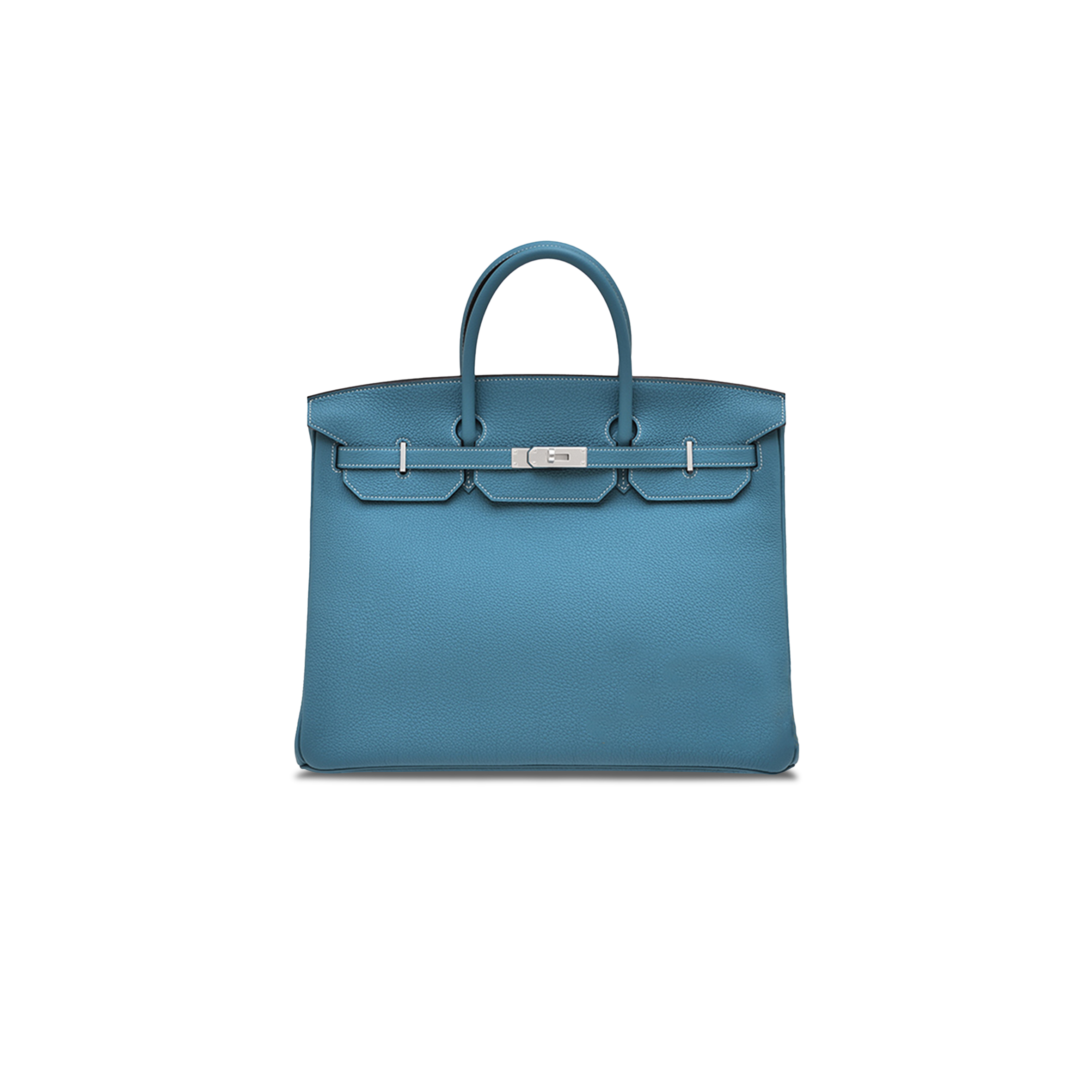 HERMÈS BIRKIN 40 TOGO LEATHER BLUE BAG SILVER BUCKLE H028352CK07 (40*30*21cm)